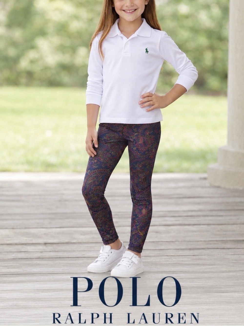 Polo Ralph Lauren Girls Paisley Legging M 8-10 Multicolor Stretch Pull On Preppy